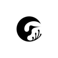 logotipo da lua da fênix voadora. design de logotipo de silhueta de fênix voadora e lua crescente vetor