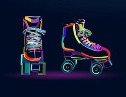 patins abstratos para patinação artística. skate quad de tintas multicoloridas. desenho colorido. ilustração vetorial de tintas