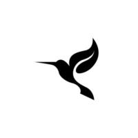 logotipo da natureza do beija-flor. logotipo de silhueta de beija-flor com asas de folha