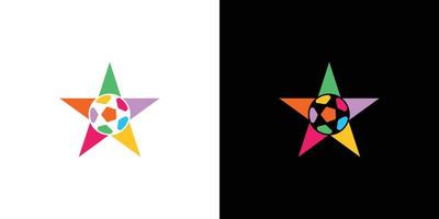 design de logotipo de estrela de futebol moderno e colorido vetor