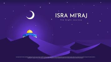 projeto de fundo islâmico. al-isra wal mi'raj significa a jornada noturna do profeta muhammad. banner, pôster, cartão de felicitações. ilustração vetorial. vetor