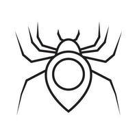 aranha com pin mapa localização logotipo símbolo vetor ícone ilustração design gráfico