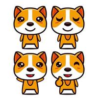 definir coleção de design de mascote de cachorro fofo. Isolado em um fundo branco. conceito de pacote de ideia de logotipo de mascote de personagem fofo vetor