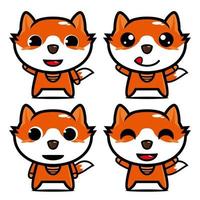 definir coleção de personagem de design de mascote de raposa fofa. Isolado em um fundo branco. conceito de pacote de ideia de logotipo de mascote de personagem fofo vetor