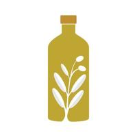 garrafa de ouro com design de logotipo de folha de azeite vetor ícone símbolo ilustração