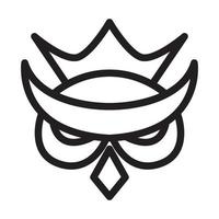 cabeça de coruja de linhas com símbolo de logotipo de coroa vector ícone ilustração design gráfico