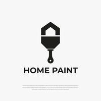 logotipo da casa com conceito de pincel. ícone de renovação em casa. ícone de serviço de pintura. vetor