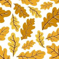 folhas de carvalho outono amarelo, ouro e gengibre padrão sem emenda de vetor. textura de um galho de árvore de folha caduca queda de folhas para tecidos, papel de embrulho, planos de fundo e outros projetos. vetor