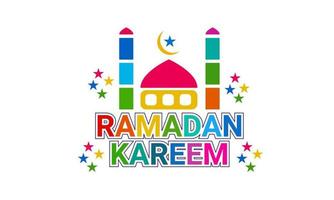 design de cartão ramadan kareem com meia lua e mesquita. venda para item de moda infantil. desenho de ilustração vetorial vetor