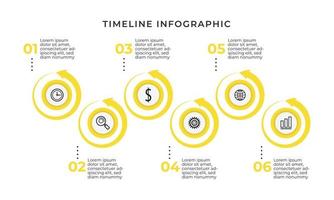 modelo de infográfico de 6 passos redondo amarelo vetor