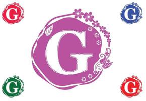 letra g com logotipo de flor e modelo de design gráfico de ícone vetor
