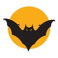 mosca de morcego preto com ilustração gráfica de símbolo de vetor de design de logotipo por do sol