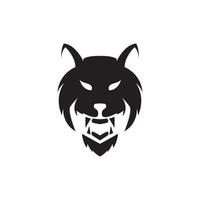 design de logotipo de lobo de rosto de susto isolado preto, ilustração de ícone de símbolo gráfico vetorial ideia criativa vetor