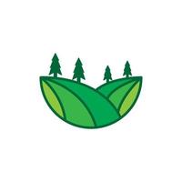 campo verde colorido de círculo com design de logotipo de pinheiros, ilustração de ícone de símbolo gráfico vetorial ideia criativa vetor