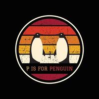 design de camiseta vintage de pinguim vetor