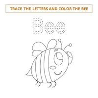 trace as letras e pinte o bee.game para crianças. vetor