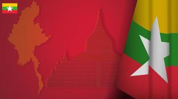 ilustração realista da bandeira de mianmar vetor