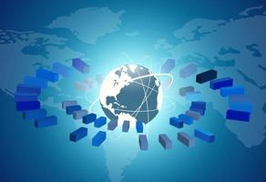 conexão de rede globo com fundo azul vetor