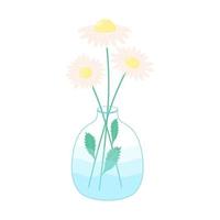flores de margarida em um vaso transparente com água. natureza morta em tons pastel. vetor