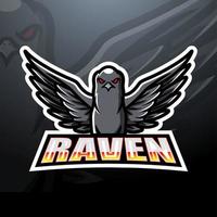 Design do logotipo do mascote raven esport vetor