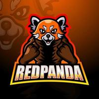 design de logotipo esport de mascote panda vermelho vetor