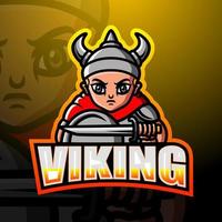 design do logotipo do mascote viking esport vetor