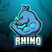 design de logotipo de esport de mascote de rinoceronte