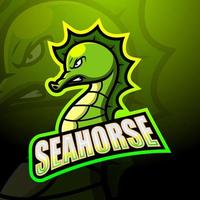 design de logotipo de esport de mascote de cavalo-marinho vetor