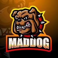 design de logotipo de esport de mascote de cachorro louco vetor