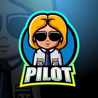 design de logotipo de esport de mascote piloto vetor