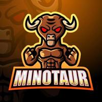 design de logotipo de esport de mascote minotauro vetor