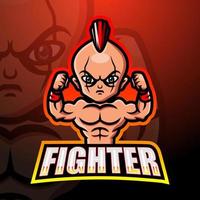 design de logotipo de esport de mascote de lutador vetor