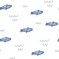 padrão sem emenda de peixe. perfeito para tecido, embalagem, papel de parede, têxteis, roupas. ilustração vetorial de animais marinhos dos desenhos animados em estilo escandinavo vetor