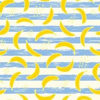 padrão perfeito com bananas em fundo listrado azul para papel de embrulho de verão, estampas têxteis, papel de parede, scrapbooking, vestuário infantil, estacionário, etc. eps 10 vetor