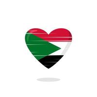 ilustração de amor em forma de bandeira do sudão vetor