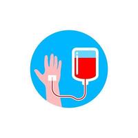 ilustração de transfusão. vetor de mão e sangue