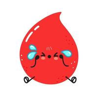 personagem de gota de sangue triste bonito. vetor mão desenhada ícone de ilustração de personagem kawaii dos desenhos animados. isolado no fundo branco. conceito de personagem de gota de sangue triste