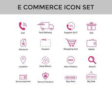 conjunto de ícone de linha de comércio eletrônico conjunto de ícones de compras on-line curso editável vetor