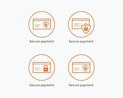 pagamento seguro, conjunto de ícones de checkout seguro. ícone de comércio eletrônico vetor