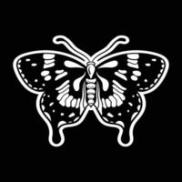 borboleta preto e branco estilo desenhado à mão para adesivos de tatuagem etc vetor premium