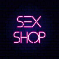 sex shop neon na parede de tijolos. ilustração vetorial vetor
