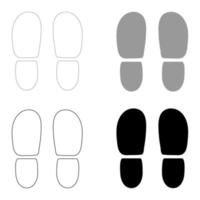 traça os saltos dos sapatos o ícone de cor cinza preto definido vetor