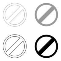 entrada de sinal proibida o ícone de cor cinza preto definido vetor