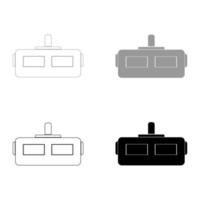capacete de realidade virtual o ícone de cor cinza preto definido vetor