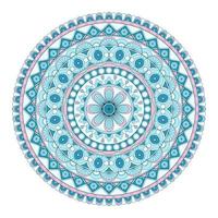 vetor de mandala. um ornamento monocromático azul e rosa redondo simétrico. sorteio étnico