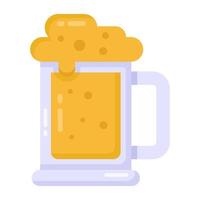 bebida alcoólica, design plano de caneca de cerveja vetor
