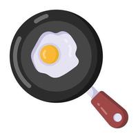 estilo de vetor de ovo frito, café da manhã em ícone plano