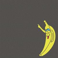 ponteiro de banana pop art louco alegre dos desenhos animados no fundo vetor