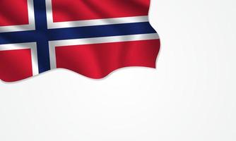 bandeira da noruega acenando a ilustração com espaço de cópia em fundo isolado vetor