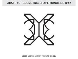 contorno de linha geométrica monoline linear para design de telha livre vetor